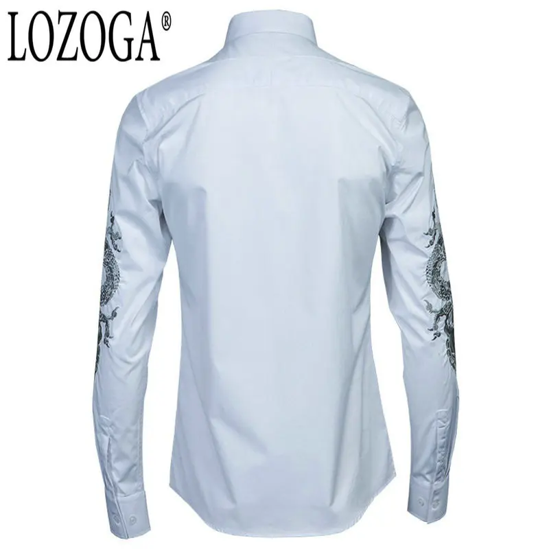 Lozoga Новая роскошная мужская рубашка в китайском стиле Embroid длинное платье