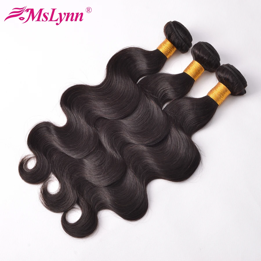 Mslynn Hair Body Wave Bundles Indian Hair 100% Human Hair Weave Bundles 8-28 Inch Non Remy Hair Extension 1/3/4 Piece Available