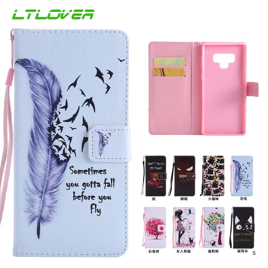 Flip Leather Case For Samsung Note 9 Cases Cartoon Tree Girl Painted Pattern Cover Galaxy Mobile Phone Shell | Мобильные телефоны и