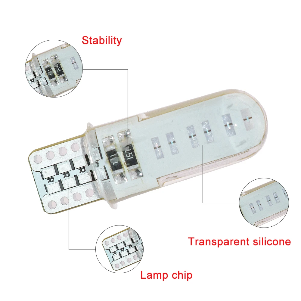 Carsty 10 х Универсальный W5W T10 лампы 194 COB светильник лампы Автомобильный светильник 12SMD силиконовые лампы белого, красного, желтого и ледяной, синий, розовый Cob светодиодные фары 12V