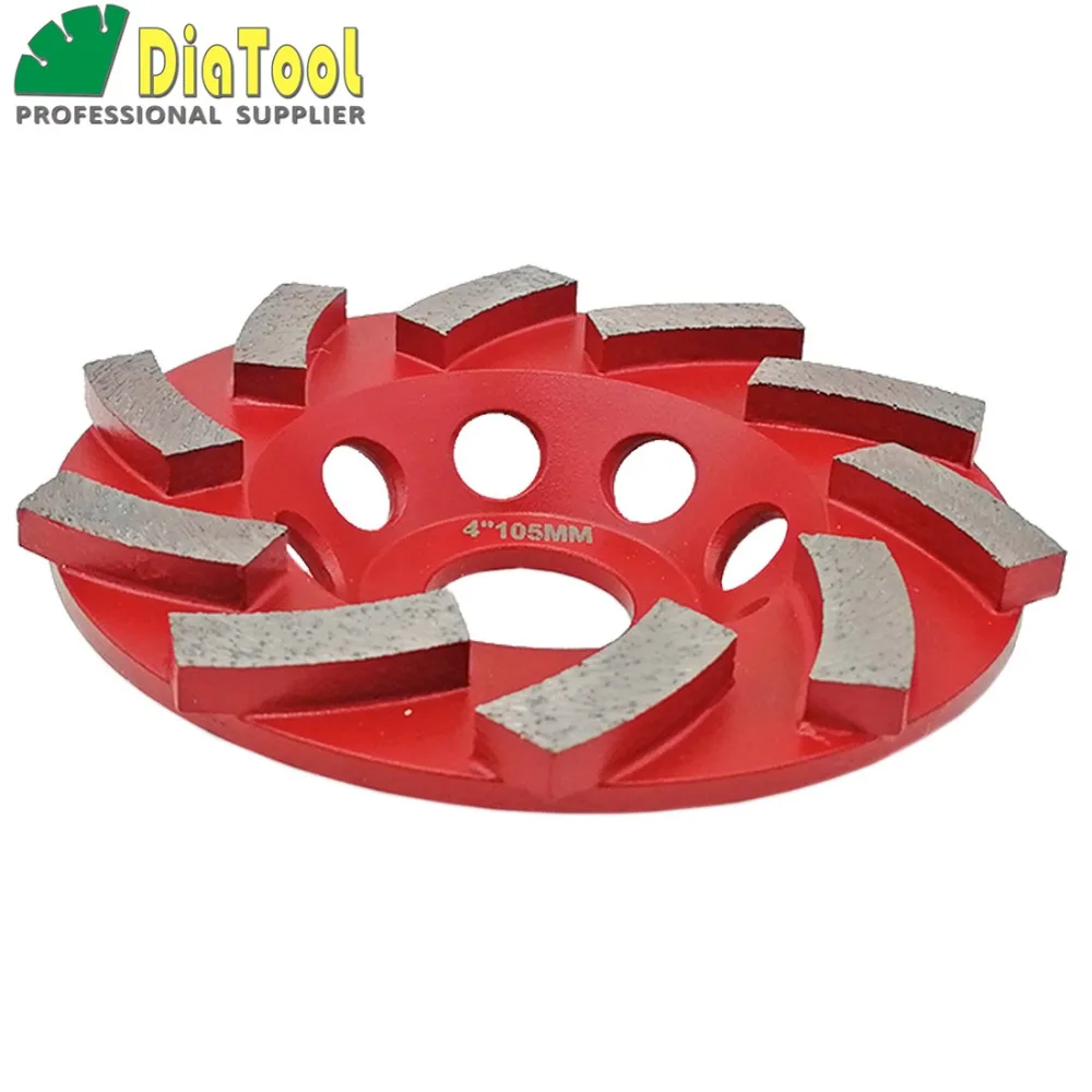 DIATOOL Diameter 4"/100mm Diamond Grinding Cup Wheel For Concrete, Grinding Disc, Segmented Turbo Type