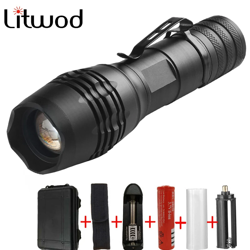 

Litwod Z20 CREE led Flashlight torch 5-Mode XML T6 Zoomable Focus power by 1*18650 Battery or 3*AAA Batter for riding camping