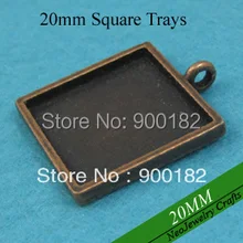 20 мм античная медь квадратный тяжелый кулон, медные заготовки для подвесок, квадратная фиксирующая рамка гладкая поверхность