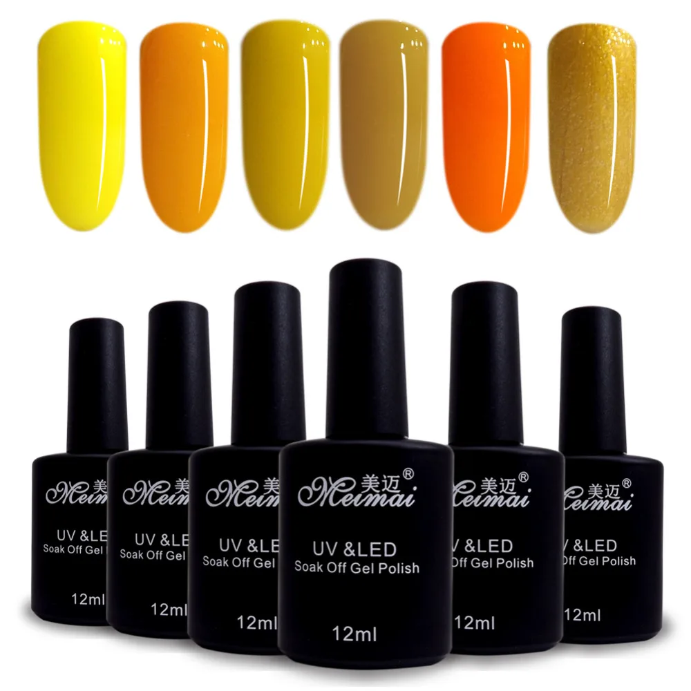 6 Piece 12ml Nails Color Gel Polish Base and Top Coat Artist Vernis UV LED Varnish Glitter Nail Gelpolish | Красота и здоровье