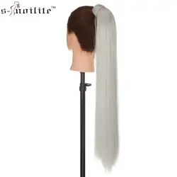 SNOILITE 26 "длинный прямой конский хвост для наращивания волос клип в хвост Синтетический обёрточная вокруг хвоста волос для женщин