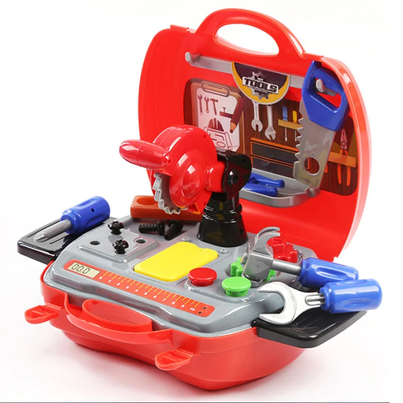 Строительные инструменты, набор игрушек для маленького мальчика, пластиковые бензопилы, болты молоток, ролевые игры, Детский чемодан, садовый Столярный ящик для инструментов