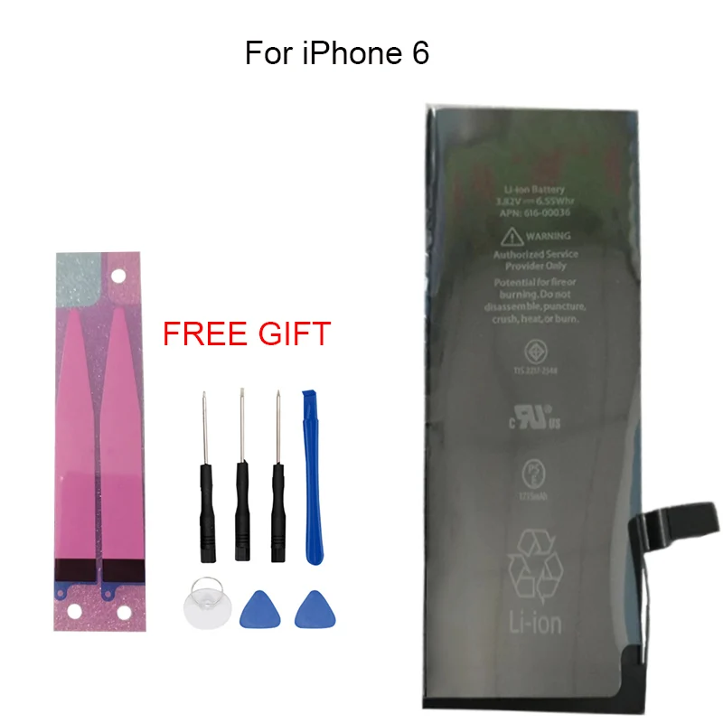 

Lithium Battery For iPhone 6 6G Replacement Batteries Internal Phone Batery 1715mAh + Free Tools Free Stickers