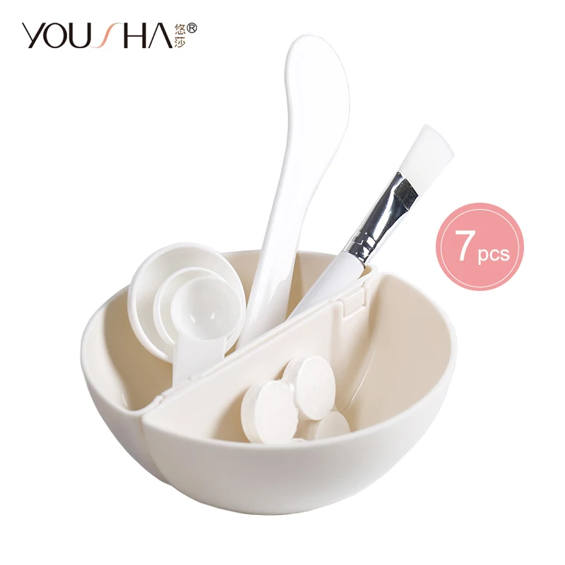 YOUSHA 7pcs Mask Bowl Face Beauty Cosmetic Bowl Makeup Tool with Compressed Mask Brush Mixed Stir Spatula Stick Measuring Spoon YOUSHA 7pcs Mask Bowl Face Beauty Cosmetic Bowl Makeup Tool with Compressed Mask Brush Mixed Stir Spatula Stick Measuring Spoon