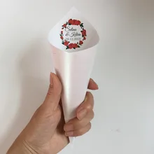 25 персонализированные свадебные конфетти конусы цвета слоновой кости зернистая бумага пользовательское имя красная роза лепесток кидать конусы сделать это самостоятельно для гостей