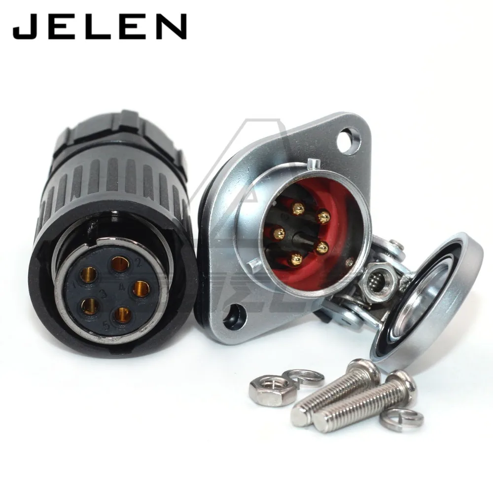

HE20 5pin Waterproof automotive electrical wire connectors plug socket IP65, aviation connector 30A