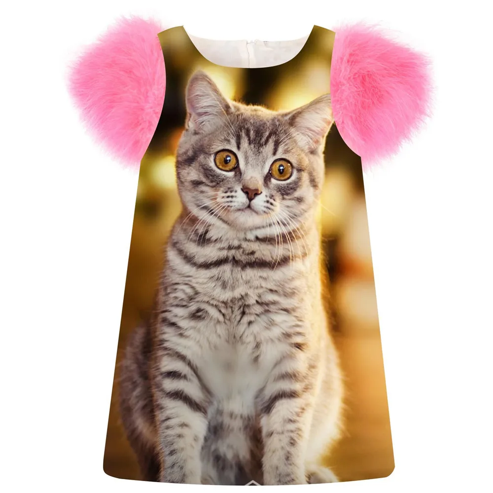 Children Clothing Girls Dress fashion printing Fat cat Spring/Autumn