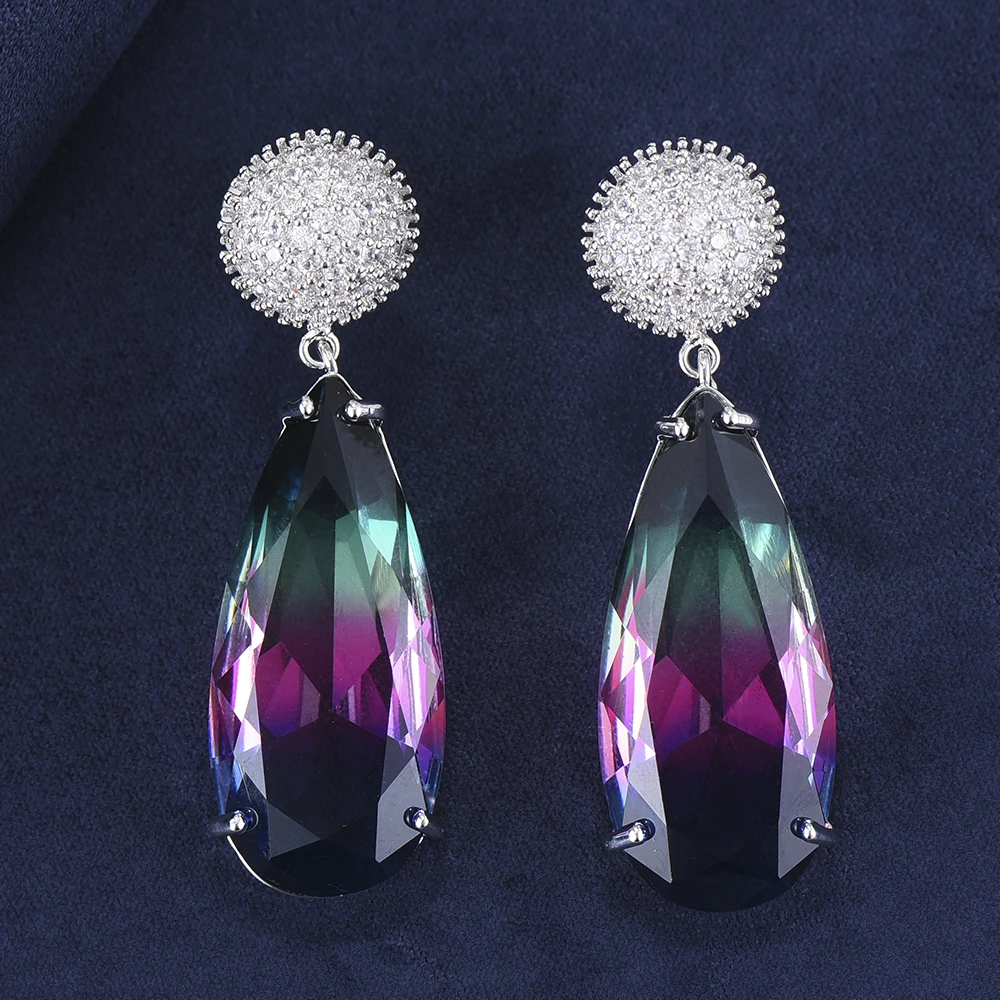 

GODKI 49MM Luxury Water Drop Multicolor Dangle Earrings For Women Wedding Mirco Paved Cubic Zirconia Dubai Fashion High Jewelry