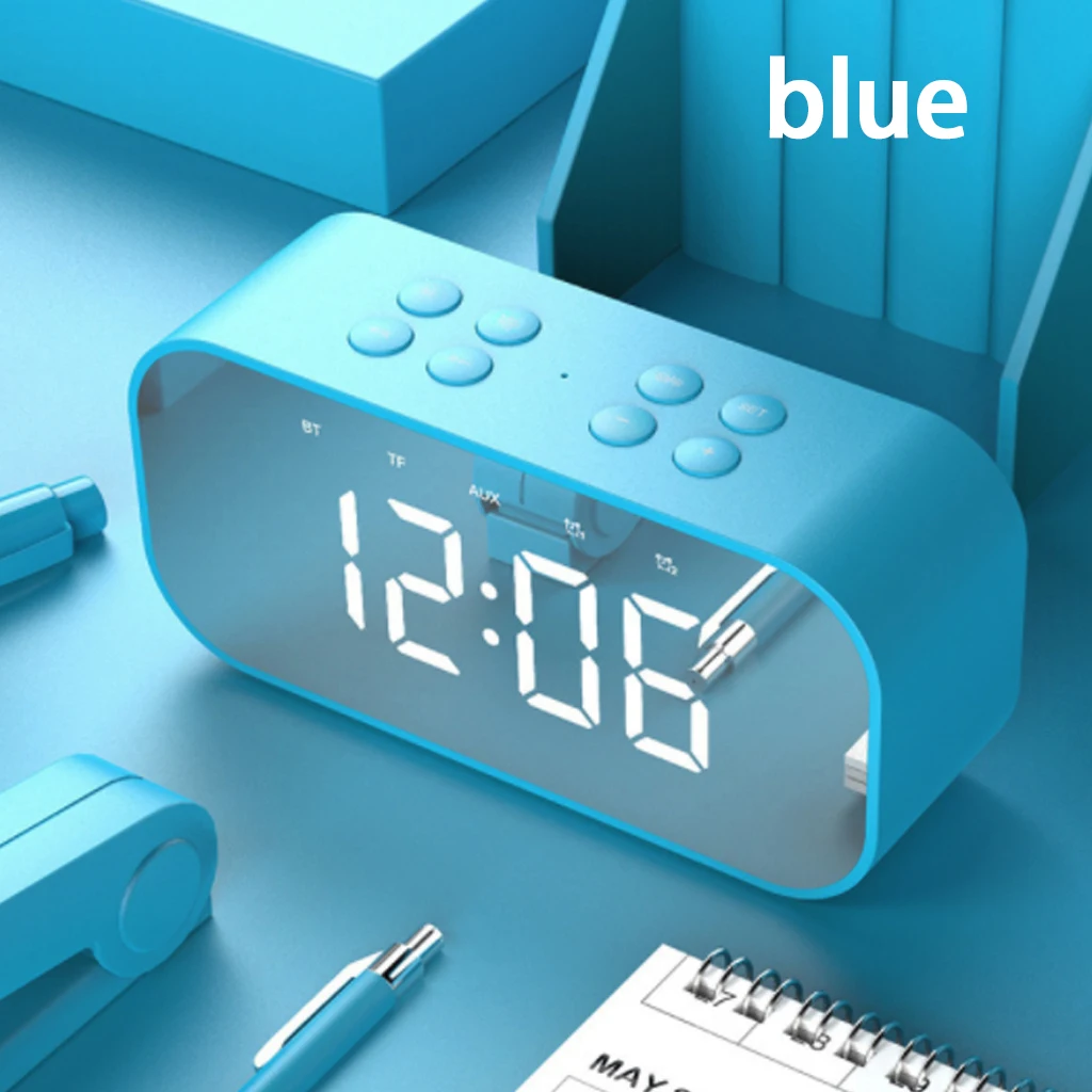 

Lewinner Multifunction Wireless Bluetooth Speakers with Clock Home Mini LED Display Digital Table Alarm Clock for Office Bedroom