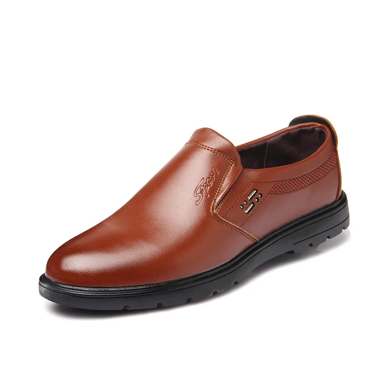 

New Arrival Men Slip On Leather Shoes Solid Color Business Flat Loafer Shoes Top Quality Men Formal Shoes