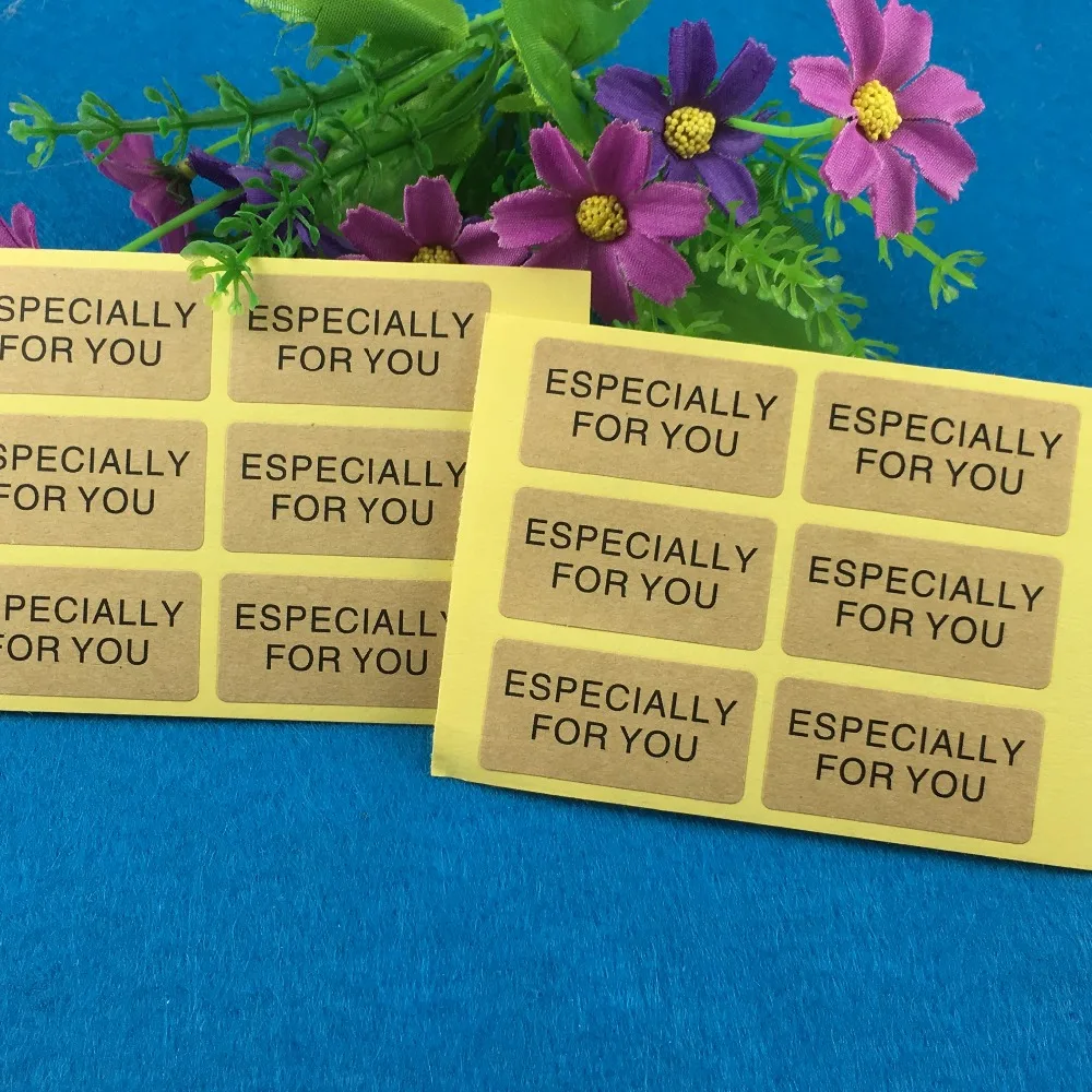 

100Pcs 4x2cm Brown Kraft Paper Printed With Especially For You Sticker Labels Rectangle Shape Self Adhesive For Bag Box Sealing