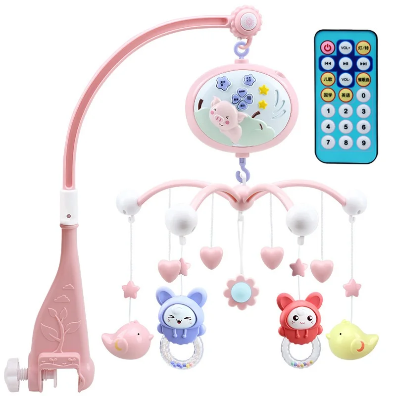 

Newborn Remote Control Baby Rattle Toys 0-12 Months Mobile Musical Bed Bell Rotating Bracket Projecting Educational Toys For Kid