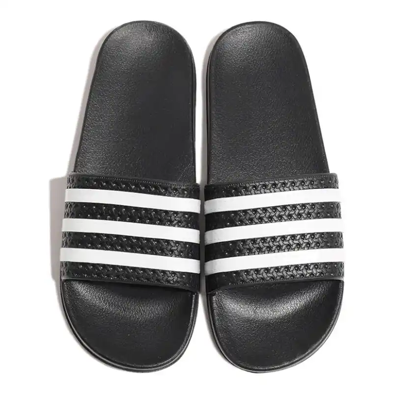 black and white striped slippers