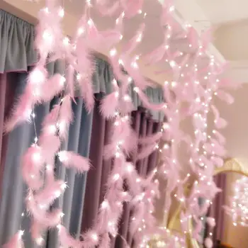 

Romantic 3x3M Feather String Light USB Charging Curtain Decoration Wedding Feather String Curtain Home Decor DIY
