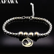 Moon Stars очаровательыне нержавеющие браслеты для женщин Серебряный цвет браслет ювелирные изделия Рождественский подарок pulseira feminina B17893