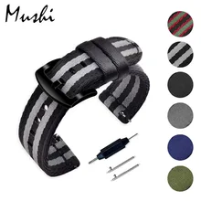 Mushi ремешок для часов James Bond 007 18 мм 20 мм 22 мм 24 мм часы с ремешком NATO группа для мужчин Серебряная Пряжка Холст часы ремешок с инструментами