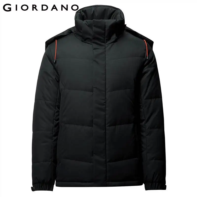 Giordano мужской пуховик по форме пальто из утиного пуха, данная модель имеет два варианта цвета и съёмный капюшон - Цвет: 09Black
