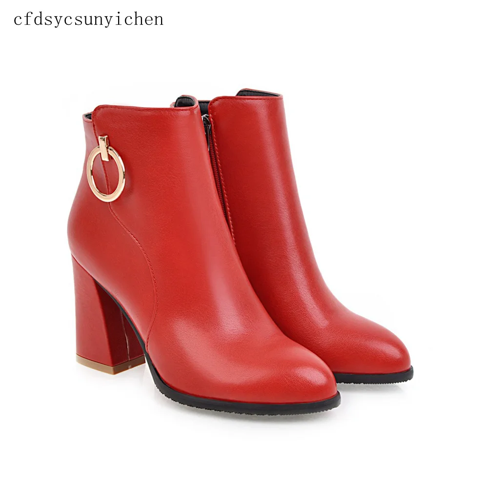 

Ankle Boots Woman Shoes 2018 Hot Sale High quality PU Boots Super High Square Heels Plus Big Size BA-AFE-M-1