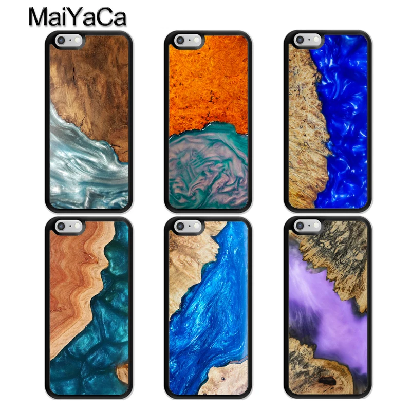 

MaiYaCa Wood Resin Marble Case For iphone 11 Pro MAX X XR XS MAX 6 6S 7 8 Plus 5 5S TPU Back Cover Fundas