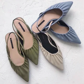 

2019 Women Brand Sandals Flat Heel Casual Shoes Slip On Mules Slides Pointed Toe Ankle Strap Sandal Ladies Zapatos Mujer Slipper