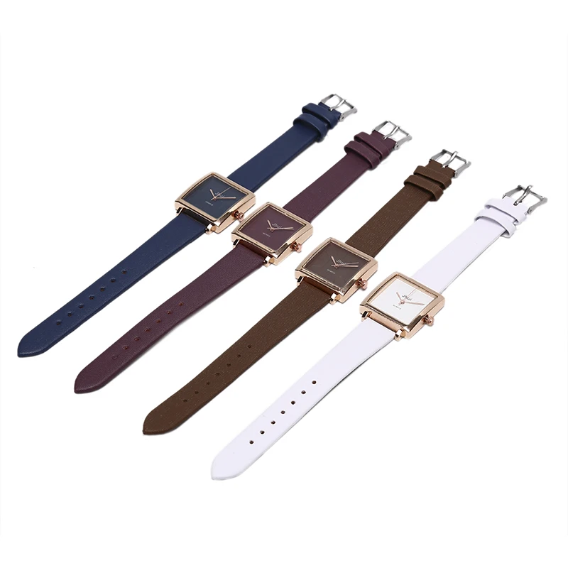

1Pcs Square Women Bracelet Watch Contracted Leather Crystal Wrist Quartz Watches