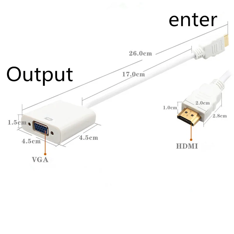 Высококачественный адаптер hdmi-vga штекер в конвертер с разъемом адаптер 1080 P цифровой аналоговый видео аудио для ПК ноутбука планшета