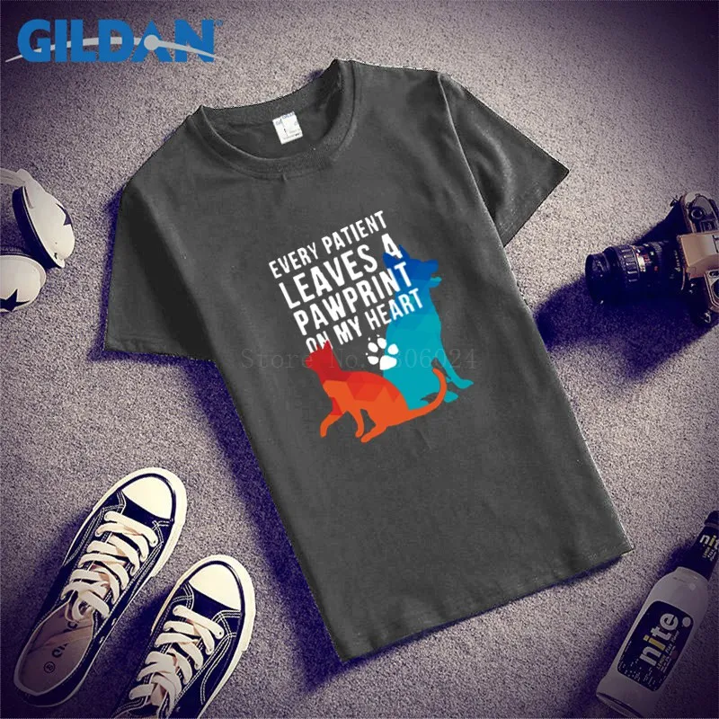 Every Patient Leaves A Pawprint On My Heart Black Straight Metal Hip Euro Size Camisa Mens Cotton | Мужская одежда