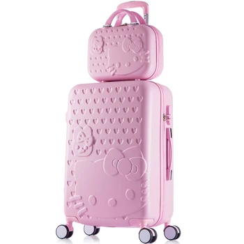 

14 20 22 24 26 28inch abs+pc hardside case hello kitty pink travel luggage for girl,lovely fashion trolley luggage set for women