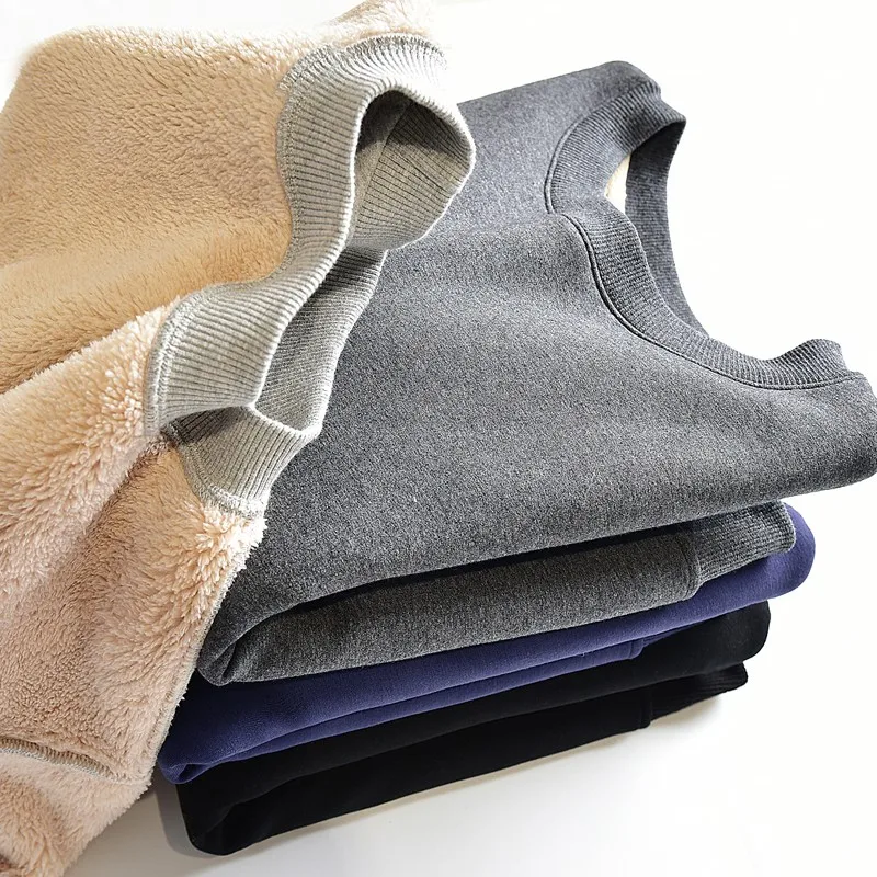 Winter New Pullover Sweatshirt Women Solid Color Lamb Velvet Padded...