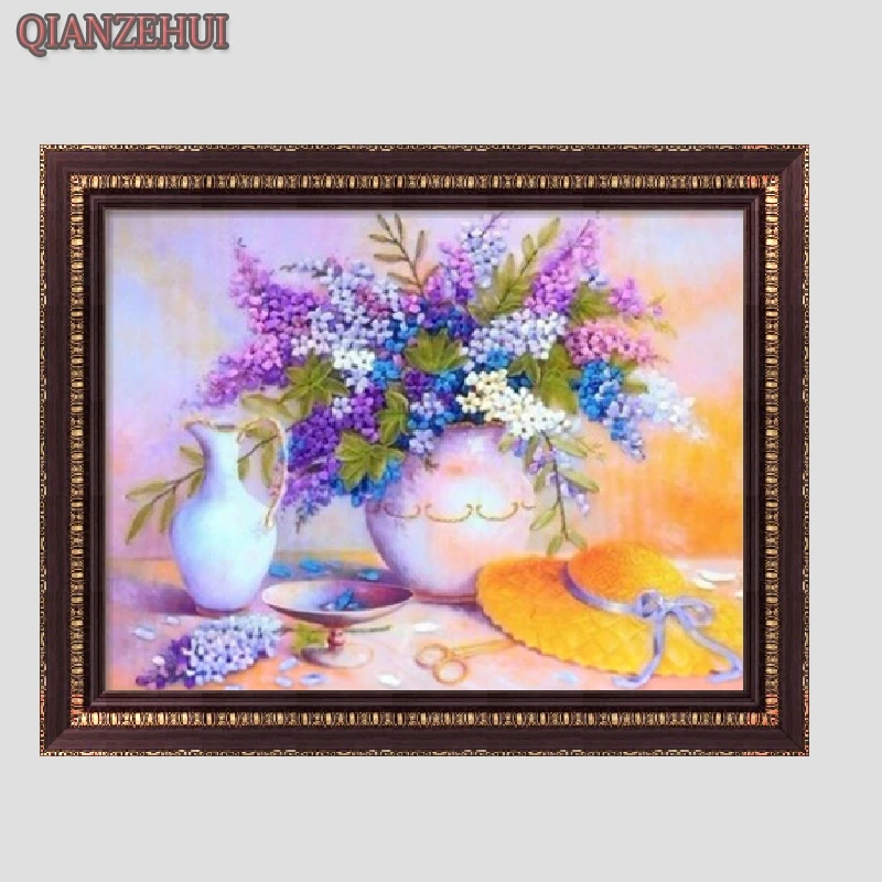 QIANZEHUI DIY Rhinestone plastic crafts diamond Lavender plants painting cross stitch full embroidery | Дом и сад