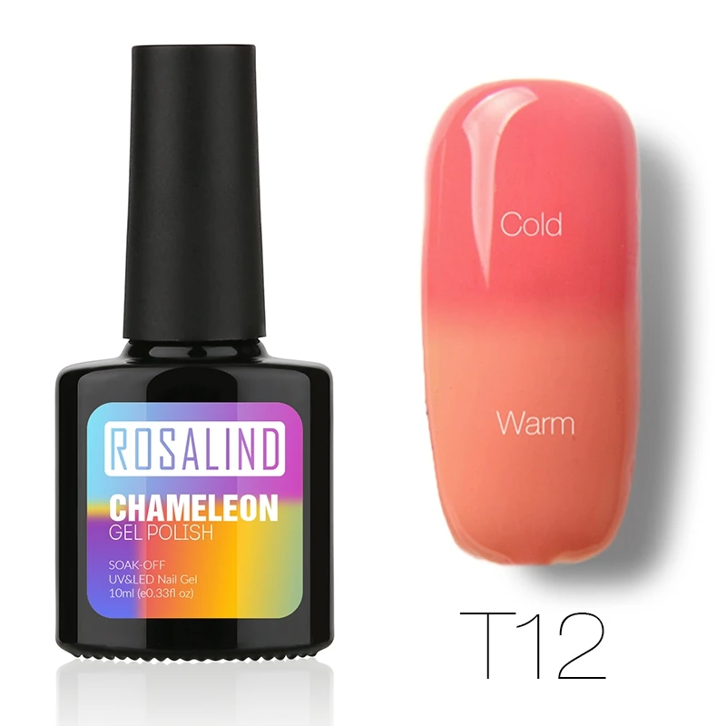 ROSALIND гель 1S P+ черная бутылка 10 мл хамелеон, изменяющийся от температуры T01-30 гель лак для ногтей УФ светодиодный термо - Цвет: T12