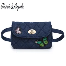 Jiessie& Angela Модная Джинсовая поясная сумка с бабочкой, Женская поясная сумка на пояс, дорожная сумка, женская сумка