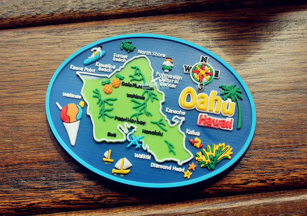 Место сбора Гавайские острова Оаху сувенир из США резиновый магнит|rubber fridge