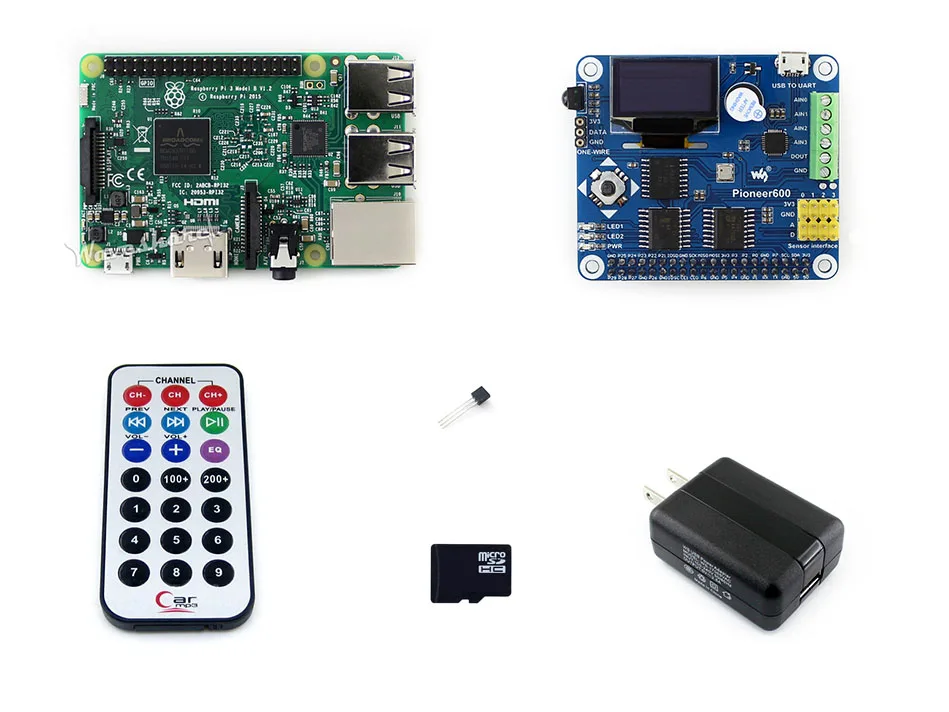 

Raspberry Pi 3 Package B=Original Newest Raspberry Pi 3 Model B+Pioneer 600+Micro SD card +IR Controller+Power Adapter