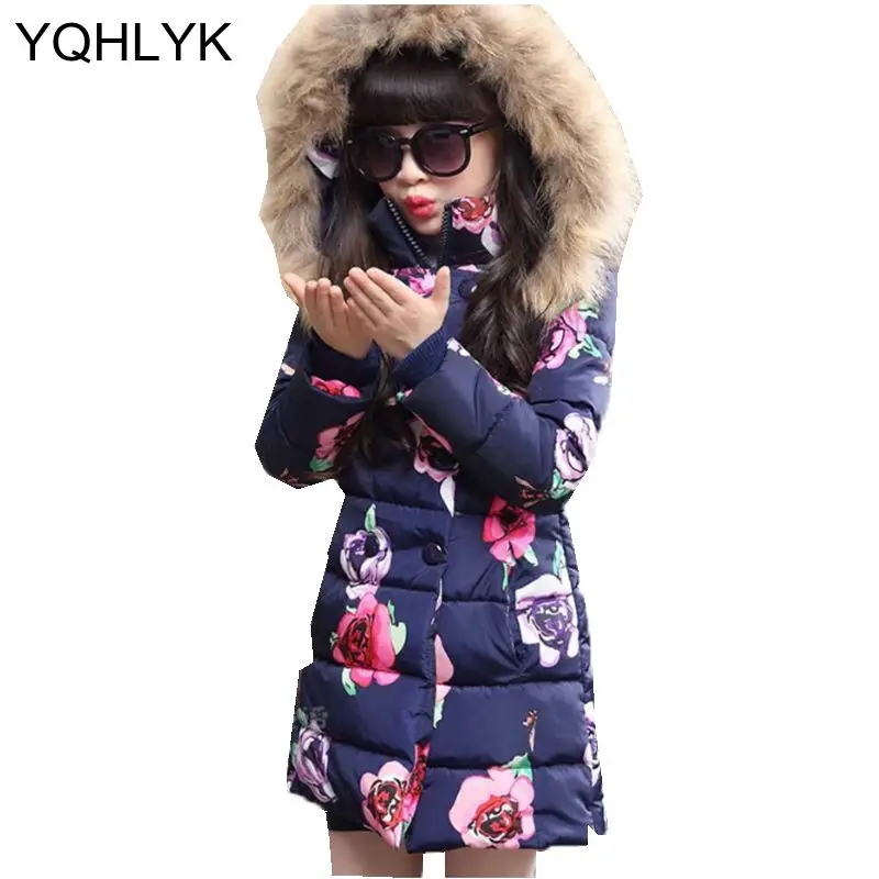 

2018 New Fashion Winter Girl Down Jacket Hooded long-sleeved Child's Clothes Coat Thick Parka Warm Outerwear Kids Clothing W10
