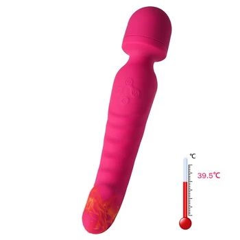 7 Speed Vibration Magic Wand Vibrators Heating Dildo Vibrator Rechargable Body Massage Stick Dual Vibration Adult Toys for Women 5