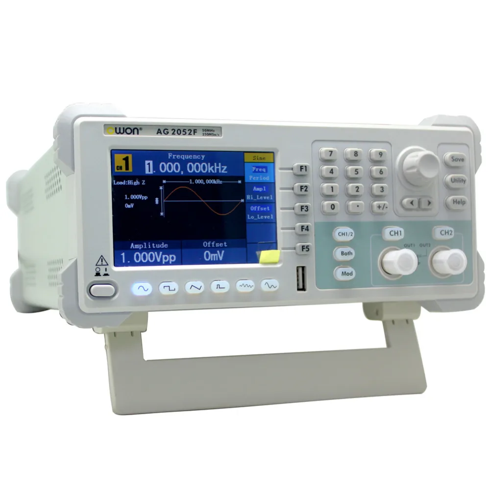 OWON AG2052F 50 МГц складской функциональный генератор 250 мкс/с 14 бит AM FM PM FSK PW|generator