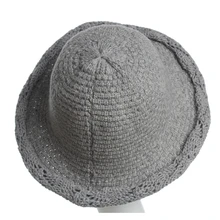 Леди ведро Шапки осень-зима пряжи вязаная Панама Шапки британский стиль Ретро Вязаная Панама Шапки Чистый цвет складной женщины ведро