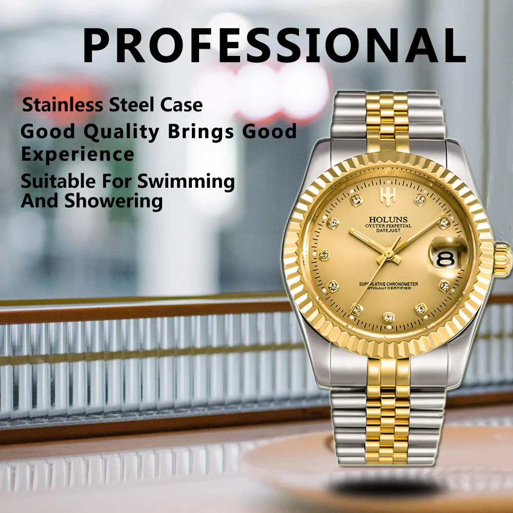 HOLUNS Mechanical Watch Men Diamond 