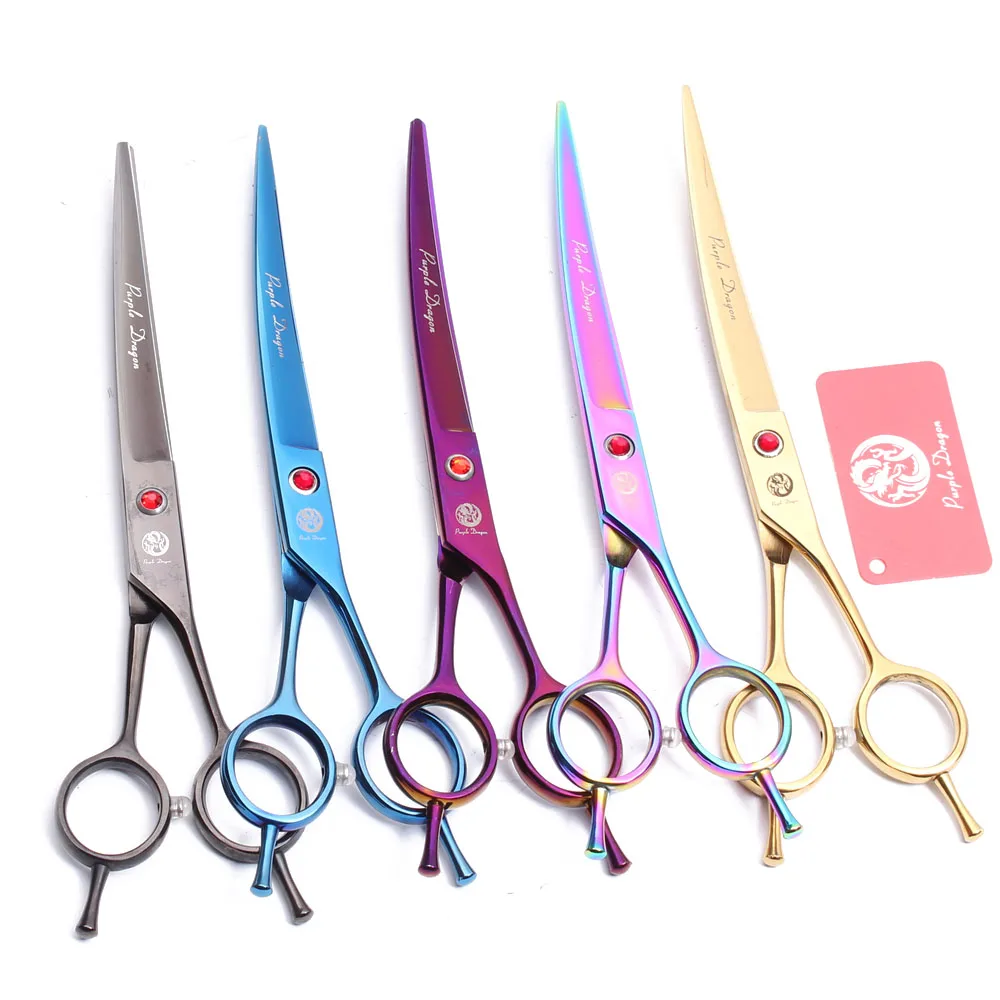 

7" 19.5cm Purple Dragon Stainless Pets Hair Clipping Shears UP Curved Cutting Shears Grooming-for-dog Hairdresser for dogs Z4002