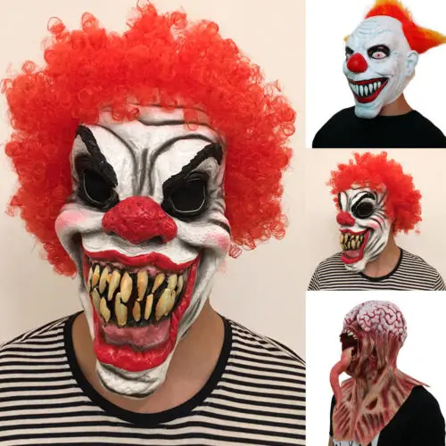 Adult Full Face Latex Mask Scary Clown Halloween Costume Creepy Evil Horror US
