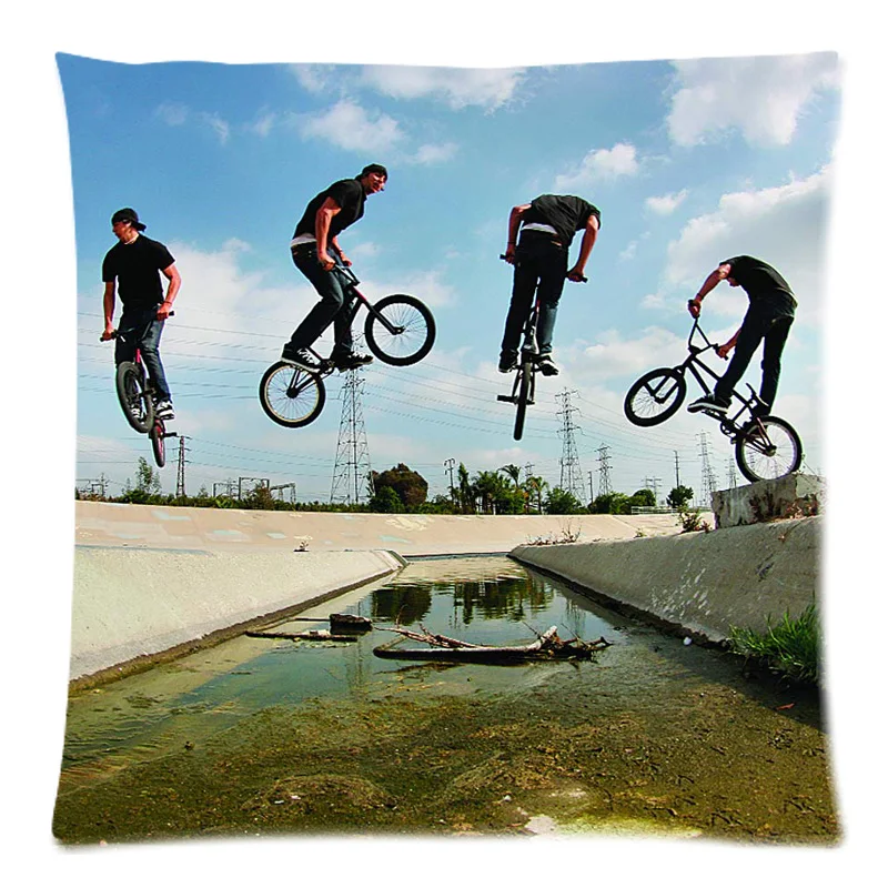 

BICYCLE MOTOCROSS&BMX Decorative Cushion Cover Cotton Linen Sofa Throw Pillow Case 2016 Custom Cojines 18"X18"