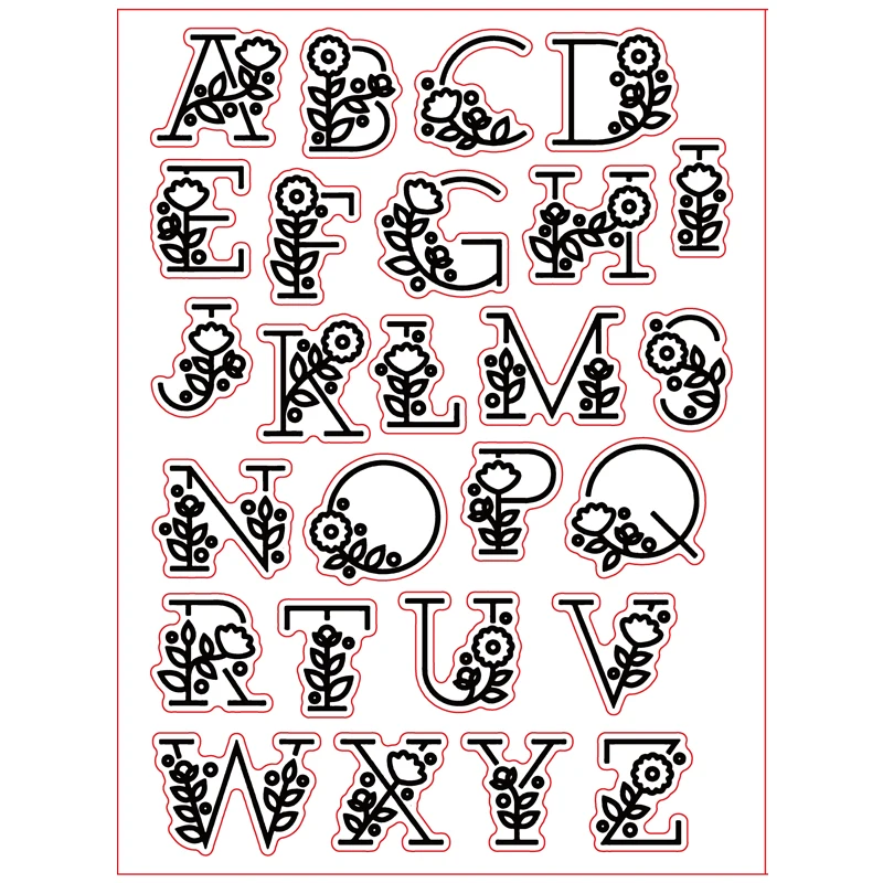 

A-Z Alphabets with Flowers Clear Silicone Stamps for Scrapbooking DIY Ablum Paper Card Making Craft Decoration 6x8inch New 2019