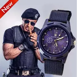 2018 Новый Для Мужчин's Повседневное кварцевые часы военные холст ремень солдат армии Для мужчин спортивные часы мужские наручные часы