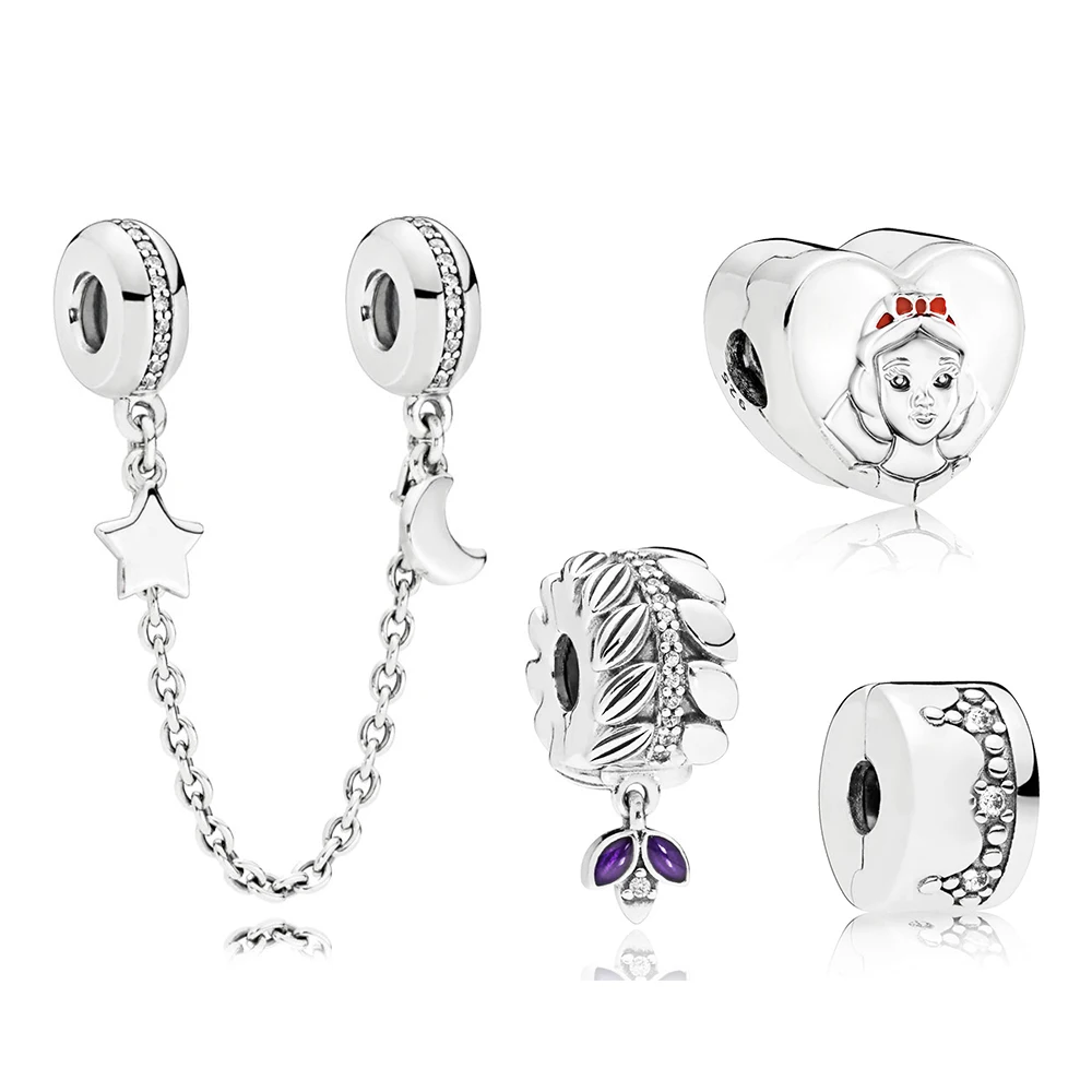 

NEW 100% 925 Sterling Silver Personal Galaxy Safety Chain PORTRAIT CLIP GRAINS OF ENERGY CLIP 797634CZ DAZZLING CROWN CLIP