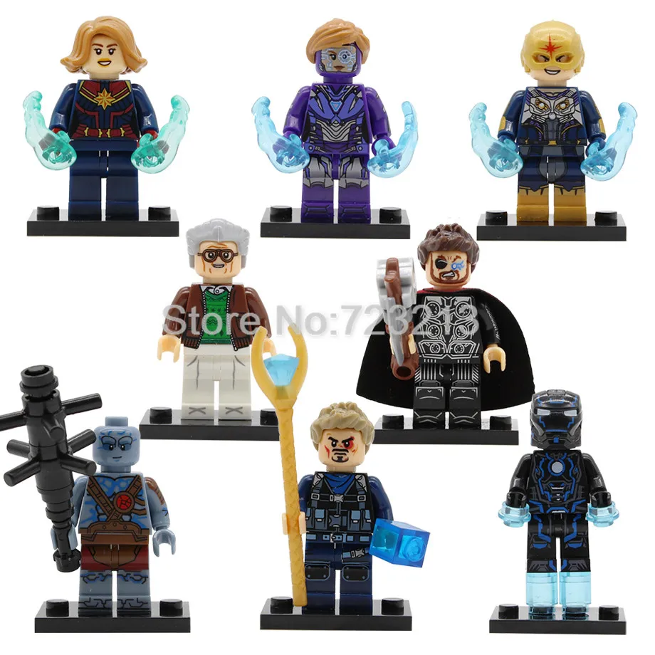 

X0240 Captain Marvel Carol Danvers Super Hero Figure Iron Man Tony Stark Pepper Stan Lee Thor Korg Nova Building Blocks Toys